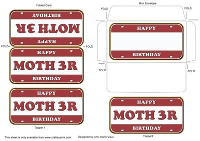 Mother Happy Birthday Number Plate Mini Card Envelope Aio