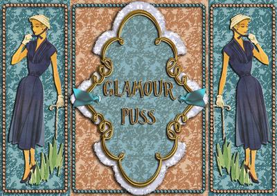 Glamour Puss Blue Lady Tri-fold Card