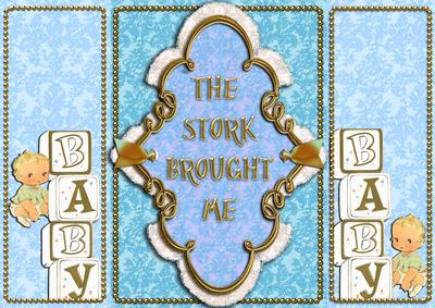 The Stork Brought Me Boy Tri-fold Card