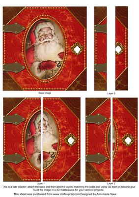 Father Christmas Book 5inch Square Straight 2 Side Stacker