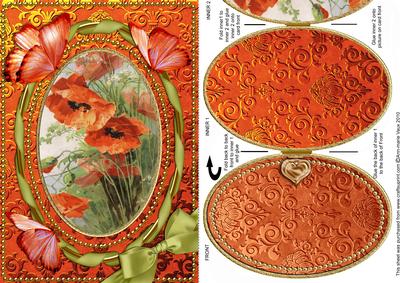 Poppies and Butterfly A5 Locket Card Front