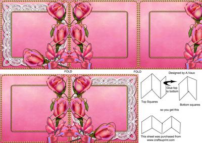 Pink Rose Butterfly Mini Concertina Style Card
