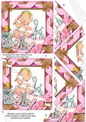 Baby Girl 5in Scallop Triangle Corner Stacker