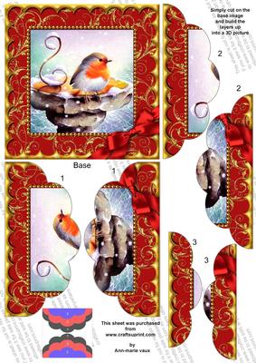 Christmas Red Robin 5in Top N Bottom Round Scallop Stacker