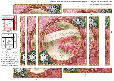 Pink Poinsettias Snow Spiral Rounded Edge Stacker