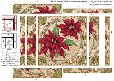 Poinsettias Gold Spiral Rounded Edge Stacker