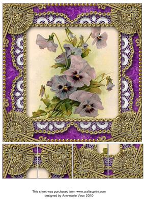 Purple Pansy Vintage Gold 8inch Picture Sheet