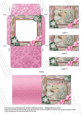 Christmas Stream Snow Card Envelope Bottom Stacker Aio