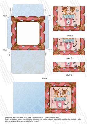 Cute Baby Reindeer Card Envelope Bottom Stacker Aio
