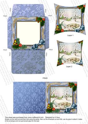 Winter Morning Holly Card Envelope Pointy Stacker Aio
