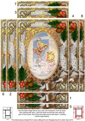 Bell Angel Holly Spiral Edge Stacker 7x5in Card Front