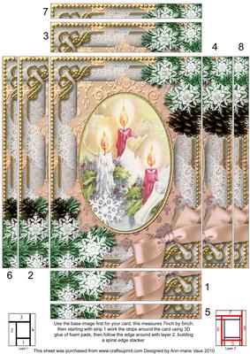 Candle Trio Snow Spiral Edge Stacker 7x5in Card Front