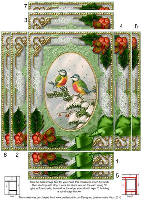 Christmas Blue Tits Holly 7x5in Spiral Edge Stacker