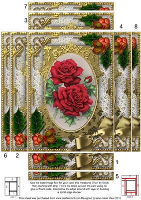 Christmas Roses Holly 7x5in Spiral Edge Stacker