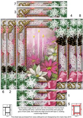 Pink Poinsettia Snow 7x5in Spiral Edge Stacker