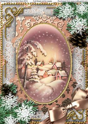 Snowy Village Snow A4 Picture Sheet