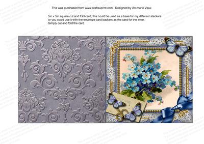 Forget Me Knots Butterfly 5in Square Folded Picture Card