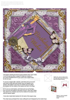Lavender Lady Butterfly 5inch Square Picture Envelope Backer
