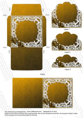 Old Gold 3in Mini Card Envelope Scalloped Bottom Stacker Aio