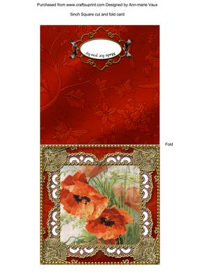 Poppies Gold Folded Portrait Card