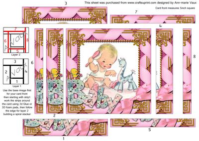 Baby Girl Spiral Edge Stacker Card Front