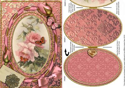 Pink Roses Butterfly A5 Locket Card Front