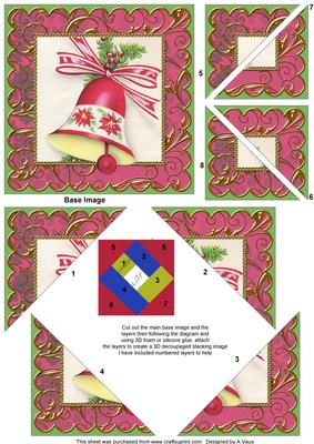 Christmas Bells Gold 5inch Triangle Edge Spiral Stacker