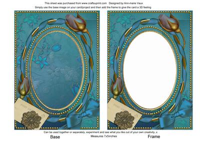 Teal Vine Rosebud Plain 7x5in Card Picture and Shaker Frame