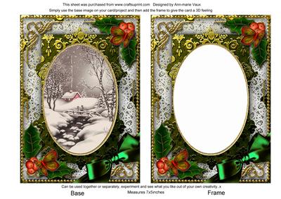 Winter Scene Holly 7x5in Card Picture and Shaker Frame