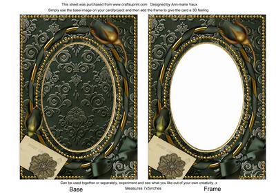 Black Damask Rosebud Plain 7x5in Picture and Shaker Frame