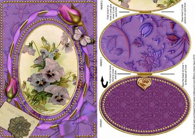 Purple Pansy and Butterfly A5 Locket Card Front