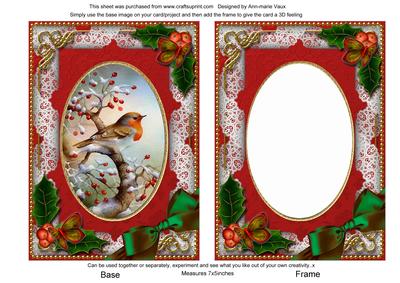 Robin 1 Holly 7x5in Card Picture and Shaker Frame