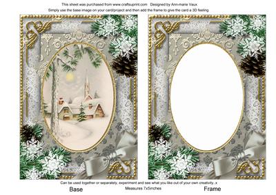 Winter Pub Snow 7x5in Card Picture and Shaker Frame