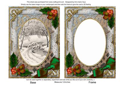 Snow Bridge Holly 7x5in Card Picture and Shaker Frame