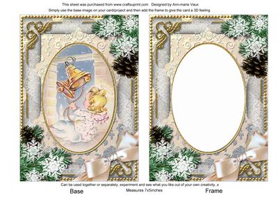 Bell Angel Snow 7x5in Card Picture and Shaker Frame