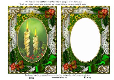 Candle Duo Holly 7x5in Card Picture and Shaker Frame