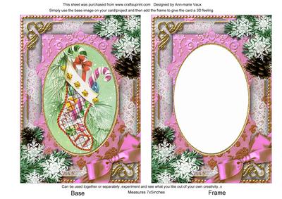 Christmas Stocking Snow 7x5in Card Picture and Shaker Frame