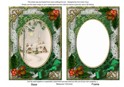 Winter Pub Holly 7x5in Card Picture and Shaker Frame
