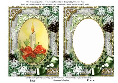 Traditional Candle Snow 7x5in Card Picture and Shaker Frame