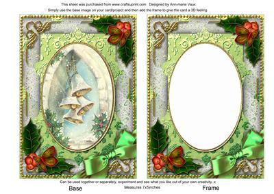 Snow Bells Holly 7x5in Card Picture and Shaker Frame