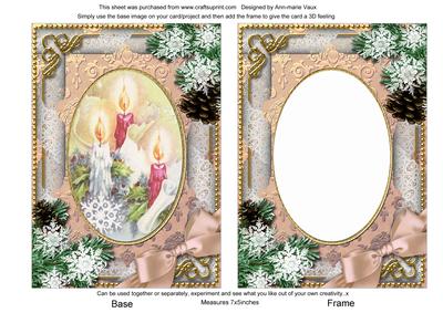 Candle Trio Snow 7x5in Card Picture and Shaker Frame