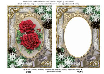 Christmas Roses Snow 7x5in Picture and Shaker Frame