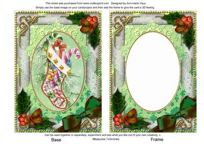 Christmas Stocking Holly 7x5in Picture and Shaker Frame