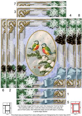 Christmas Blue Tits Snow 7x5in Spiral Edge Stacker