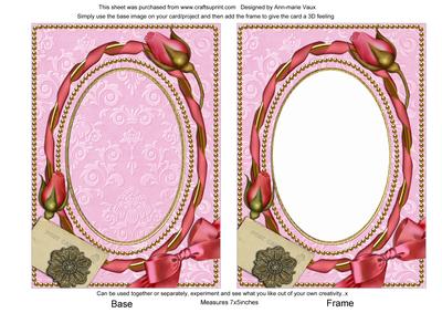 Pink Damask Rosebud Plain 7x5in Picture and Shaker Frame