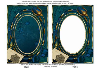 French Navy Vines Roses Plain 7x5in Picture and Shaker Frame