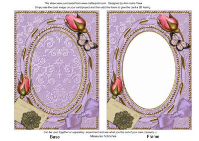 Lilac Damask Rosebud Plain 7x5in Picture and Shaker Frame