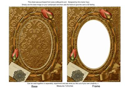 Bronze Damask Rosebud Plain 7x5in Picture and Shaker Frame