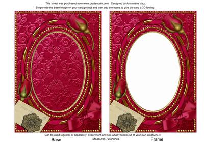 Cerise Damask Rosebud Plain 7x5in Picture and Shaker Frame