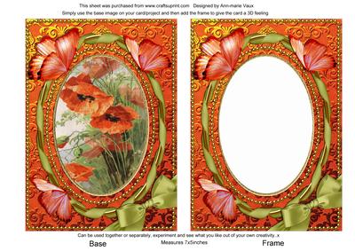 Poppies and Butterflies 7x5in Picture and Shaker Frame